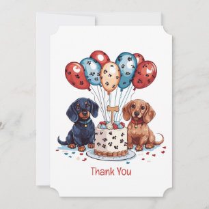 Cartão De Agradecimento Cachorros Dachshund de Aniversário Obrigado