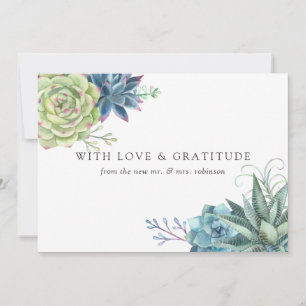 Cartão De Agradecimento Cacto do Deserto em Aquarela Suculentas Casamento