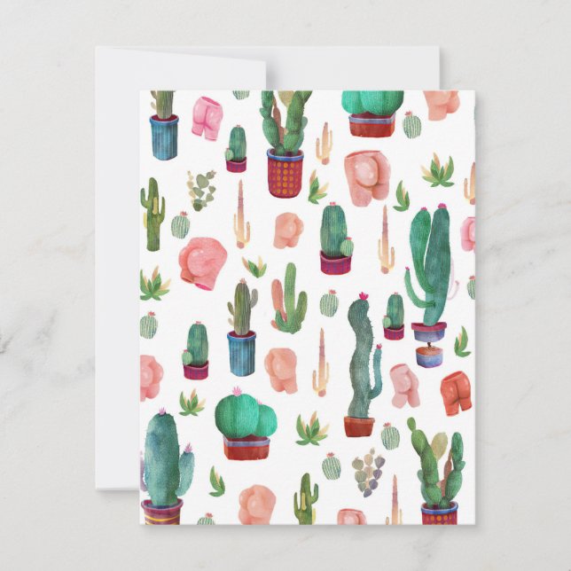Cartão De Agradecimento Cactus e Bumbuns (Frente)