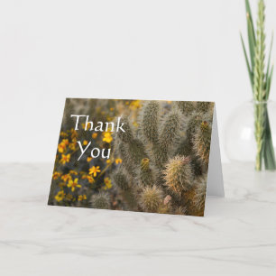 Cartão De Agradecimento Cactus e flores selvagens, obrigado