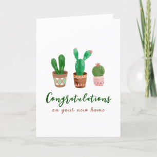 Cartão De Agradecimento Cactus Parabéns Nova placa de saudação doméstica