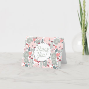 Cartão De Agradecimento Cactus Pink Mint Succults Cactos Plantas