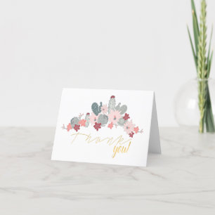 Cartão De Agradecimento Cactus Pink Mint Succults Desertam Plantas