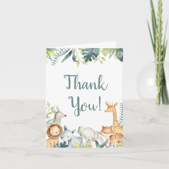 Cartão De Agradecimento Cadeado de elefante da selva Safari (Frente)