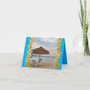 Cartão De Agradecimento Cadeiras e Guarda-chuva Praia Obrigado