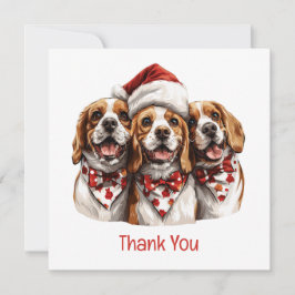 Cartão De Agradecimento Cães Beagle de Natal Obrigado