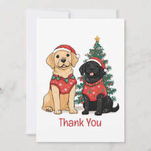 Cartão De Agradecimento Cães Labrador Retriever de Natal Obrigado
