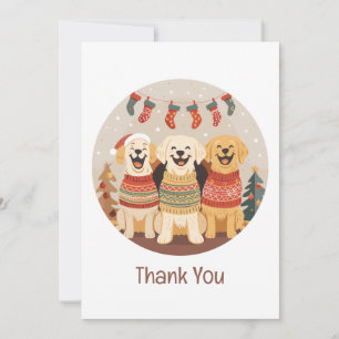 Cartão De Agradecimento Cães Labrador Retriever de Natal Obrigado
