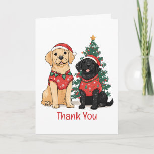 Cartão De Agradecimento Cães Labrador Retriever de Natal Obrigado
