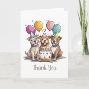 Cartão De Agradecimento Cães Pit Bull de Aniversário Obrigado