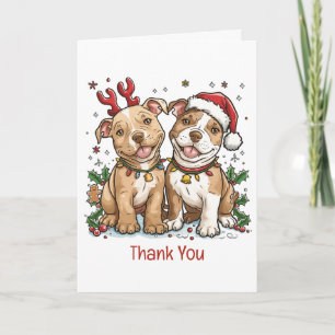 Cartão De Agradecimento Cães Pit Bull de Natal Obrigado