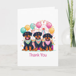 Cartão De Agradecimento Cães Rottweiler Obrigado Em Um Parque De Diversões