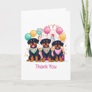 Cartão De Agradecimento Cães Rottweiler Obrigado Em Um Parque De Diversões