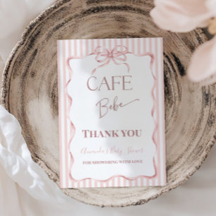 Cartão De Agradecimento Cafe Bebe Menina Arco Rosa Retro Churrasco de Bebê