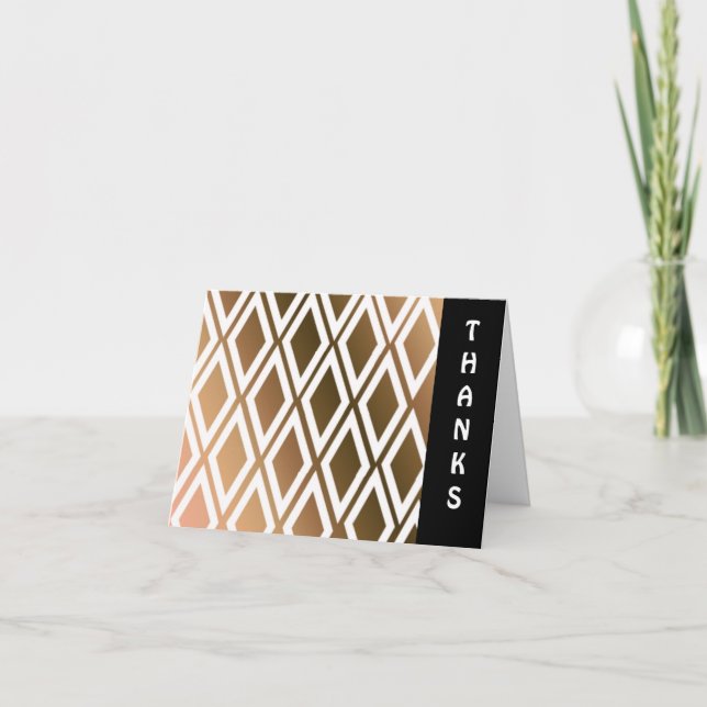 Cartão De Agradecimento Café Brown e White Diamond Obrigado (Frente)