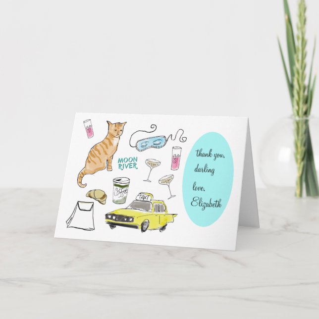 Cartão De Agradecimento Café da manhã desenhado à mão na Tiffanys Girly (Frente)