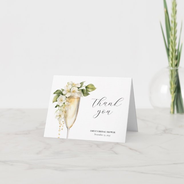 Cartão De Agradecimento Café da Manhã e Chá Elegante para Noivas (Frente)