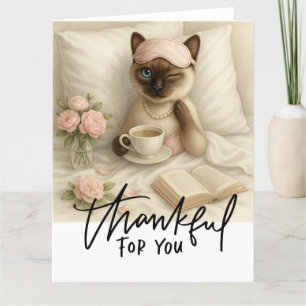 Cartão De Agradecimento Café de gato na cama