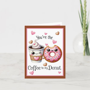Cartão De Agradecimento Café e Donuts Fofos Kawaii