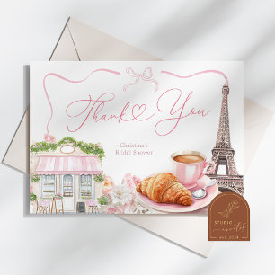 Cartão De Agradecimento Café parisiense coquete Brunch Nupcial Francês