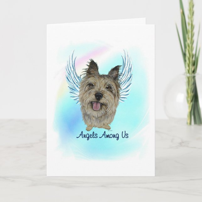 Cartão De Agradecimento Cairn Terrier Angel Dog Pet Loss Sympathy Card (Frente)