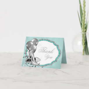 Cartão De Agradecimento Calçado Teal Blue Silver High Heat Obrigado