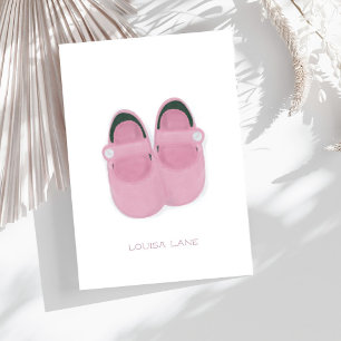Cartão De Agradecimento Calçados de Bebê Rosa de Aquarela Personalizados