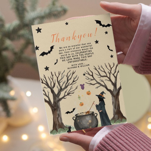 Cartão De Agradecimento Caldeirão de Halloween Bruxa Preta Assustadora  (Criador carregado)