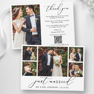 Cartão De Agradecimento Caligrafia 6 Foto Recém-Casados Código QR Casament
