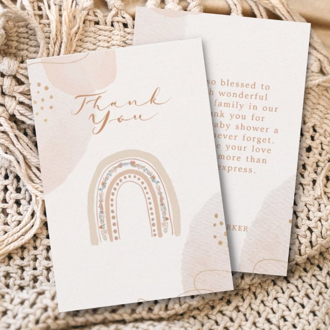 Cartão De Agradecimento Caligrafia Arco-íris Neutra em Gênero Boêmia (Criador carregado)