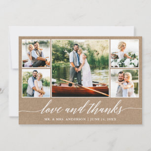 Cartão De Agradecimento Caligrafia Casamento Kraft Obrigados Amor 5 Foto