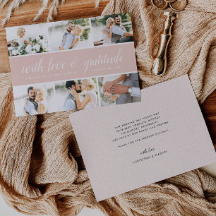 Cartão De Agradecimento Caligrafia Chic   Foto Collage Wedding Obrigado