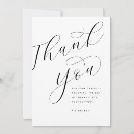 Cartão De Agradecimento Caligrafia Clássica Branca e Preta Moderna