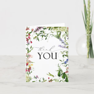 Cartão De Agradecimento Caligrafia de flor selvagem Elegante Obrigado