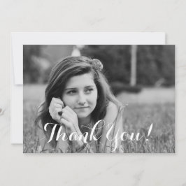 Cartão De Agradecimento Caligrafia de Foto para Graduação Moderna Obrigado