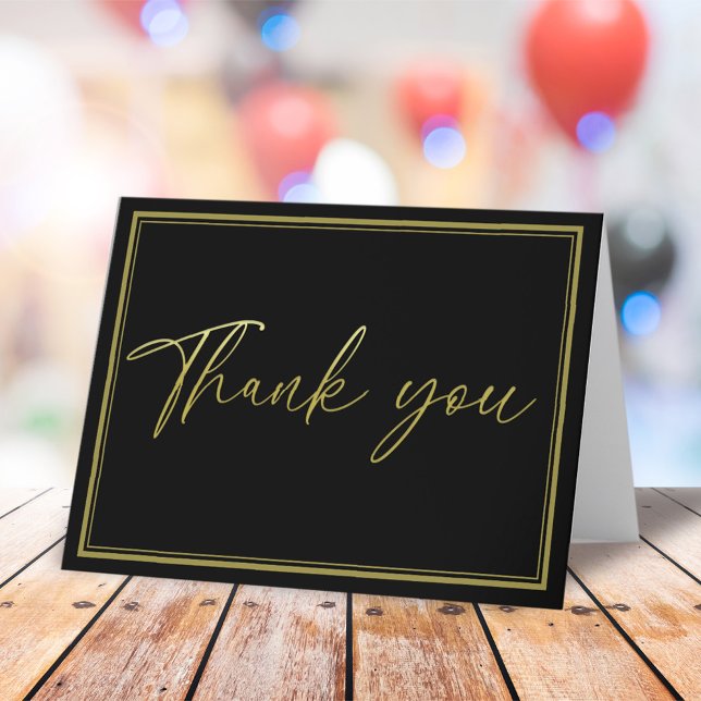 Cartão De Agradecimento Caligrafia Dourada minimalista Simples Obrigado (Criador carregado)