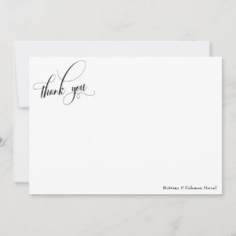 Cartão De Agradecimento Caligrafia Elaborada Simples Preto e Branco