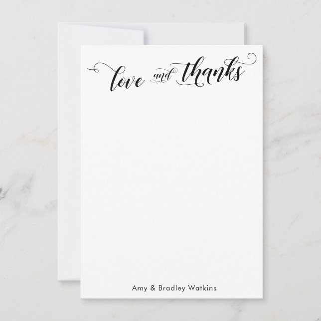 Cartão De Agradecimento Caligrafia elegante Obrigado Preto na Planície Bra (Frente)