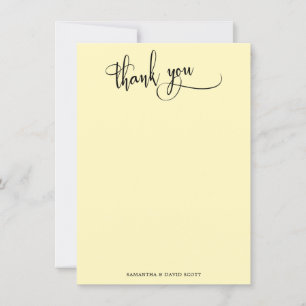 Cartão De Agradecimento Caligrafia Elegante Simples Amarelo Claro Obrigado