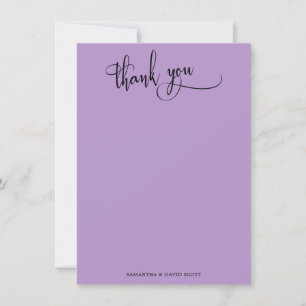 Cartão De Agradecimento Caligrafia Elegante Simples Roxo Obrigado