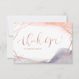Cartão De Agradecimento Caligrafia Geométrica por rosa Dourada Dawn Waterc