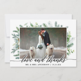 Cartão De Agradecimento Caligrafia Greenery Pine Obrigados Amor Casamento