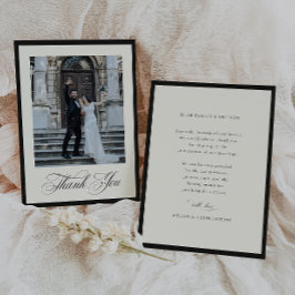 Cartão De Agradecimento CALIGRAFIA MAJESTOSA Foto de Casamento