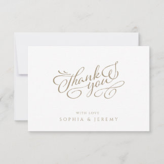 Cartão De Agradecimento Caligrafia Minimalista Elegante Obrigado
