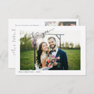 Cartão De Agradecimento Caligrafia Moderna 2 Fotografia Casamento Obrigado
