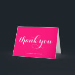 Cartão De Agradecimento Caligrafia Moderna em Rosa Quente e Negrito<br><div class="desc">Envie agradecimentos com este cartão de agradecimento personalizável. Ele apresenta caligrafia moderna e tipografia simples em um fundo rosa quente. Personalize adicionando seu nome ou outros detalhes. Este cartão de agradecimento de caligrafia é perfeito para empresas,  casamentos,  chá de noiva,  chá de bebê,  formaturas e muito mais.</div>