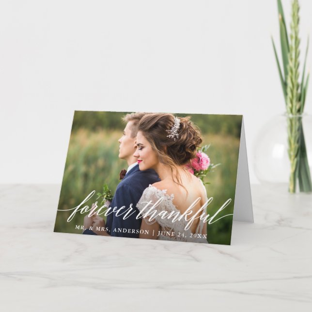 Cartão De Agradecimento Caligrafia Moderna para sempre - Dobra De Casament (Frente)