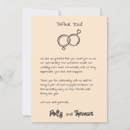 Cartão de Agradecimento Caligrafia Pastel Pêssego