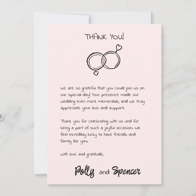 Cartão de Agradecimento Caligrafia Pastel Tom Rosa (Frente)