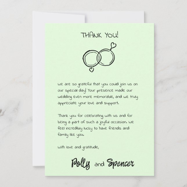 Cartão de Agradecimento Caligrafia Pastel Tom Verd (Frente)